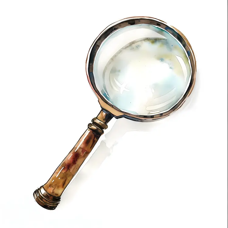 Watercolor Magnifying Glass with Wooden Handle