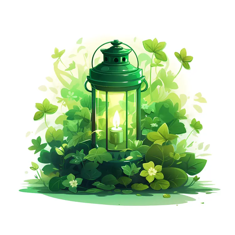 Green Lantern with Clovers and Glow