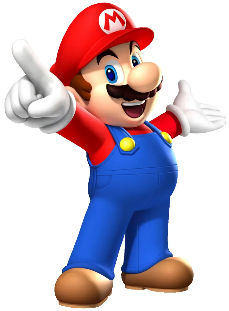 Pointing Mario in Blue Overalls