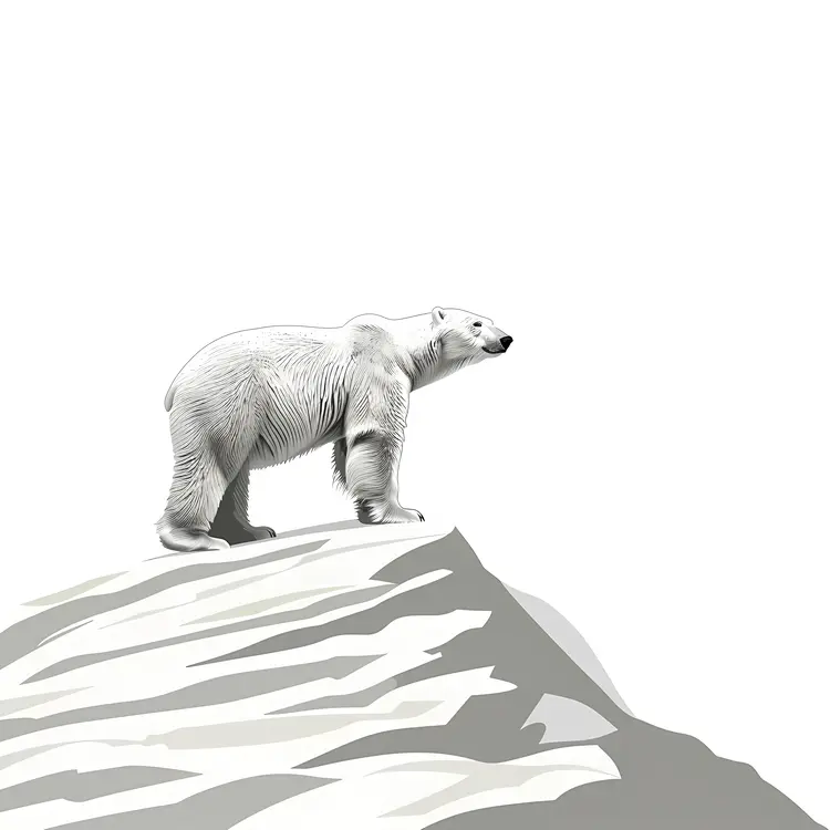 Polar Bear on Mountain Illustration