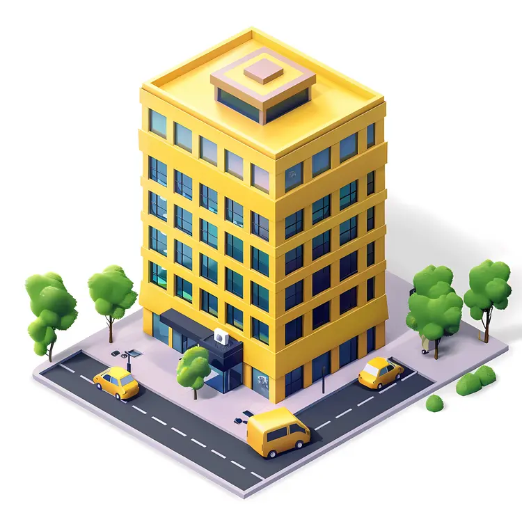 Yellow Office Building in City