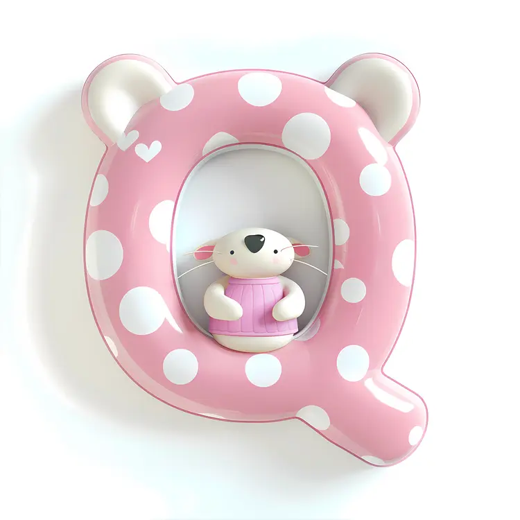 Cute Polka Dot Letter Q with Mouse