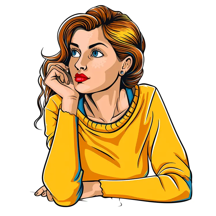Thoughtful Woman in Yellow Sweater