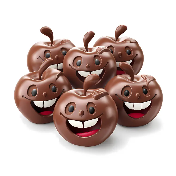 Happy Chocolate Apples Cartoon