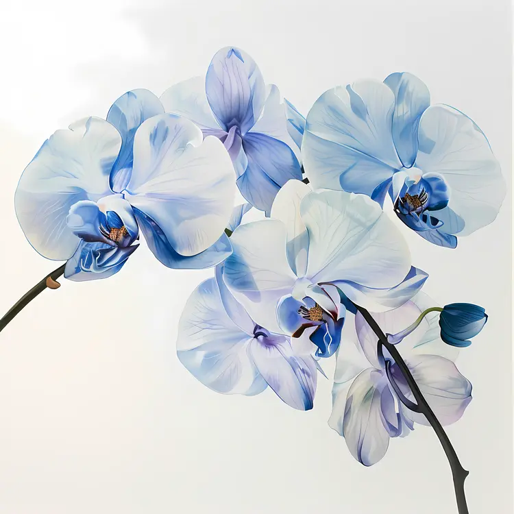 Blue and White Orchids in Bloom