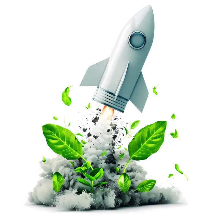 Rocket Launching with Green Leaves