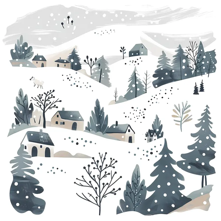 Winter Village Scene