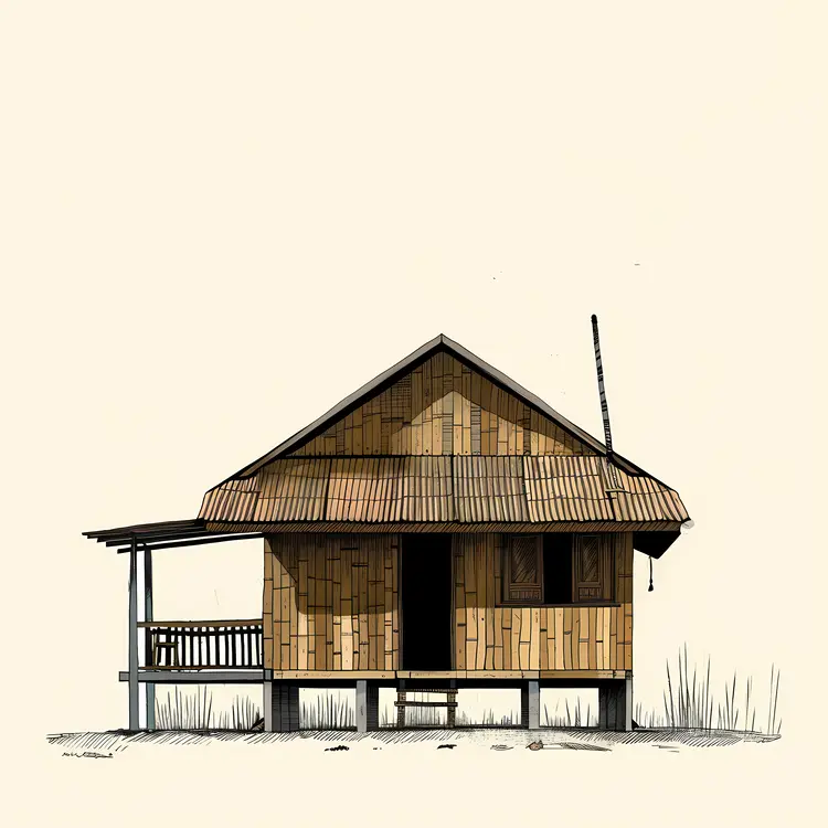 Simple Wooden House on Stilts