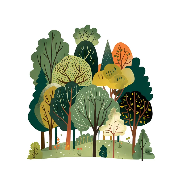 Cartoon Forest Trees Art