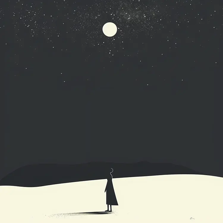 Silhouette Under Starry Sky