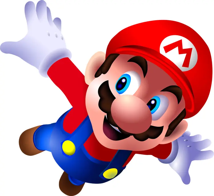 Red-capped Character Flying in Blue Overalls