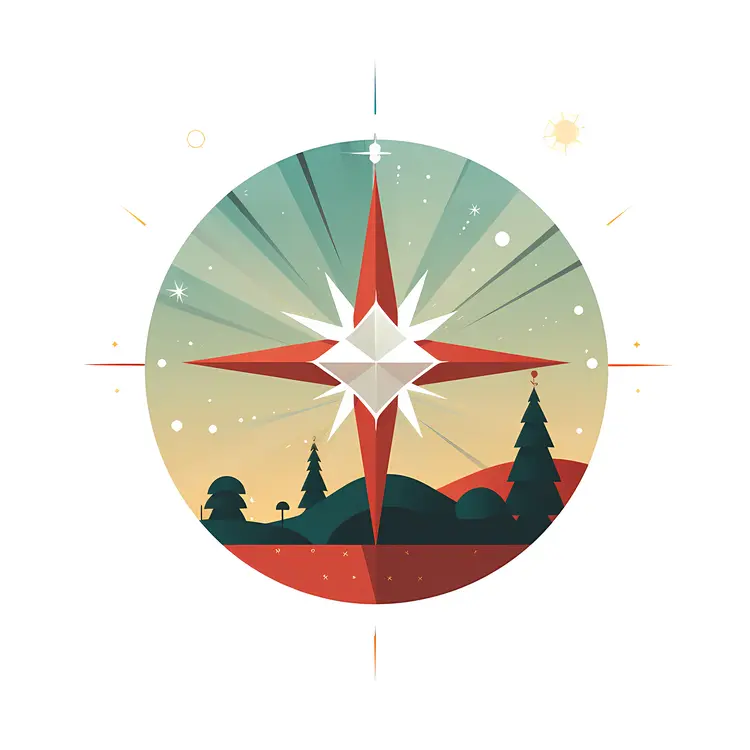 Compass and Church Illustration