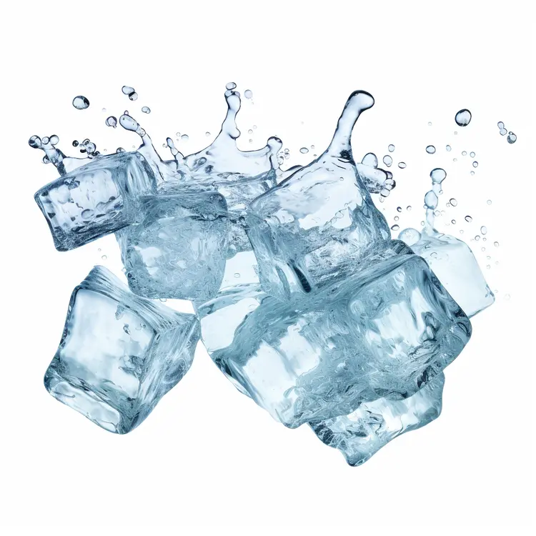 Ice Cubes with Water Splash
