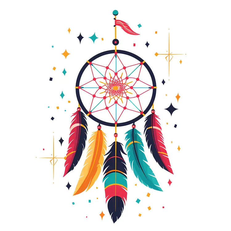 Colorful Dreamcatcher with Feathers