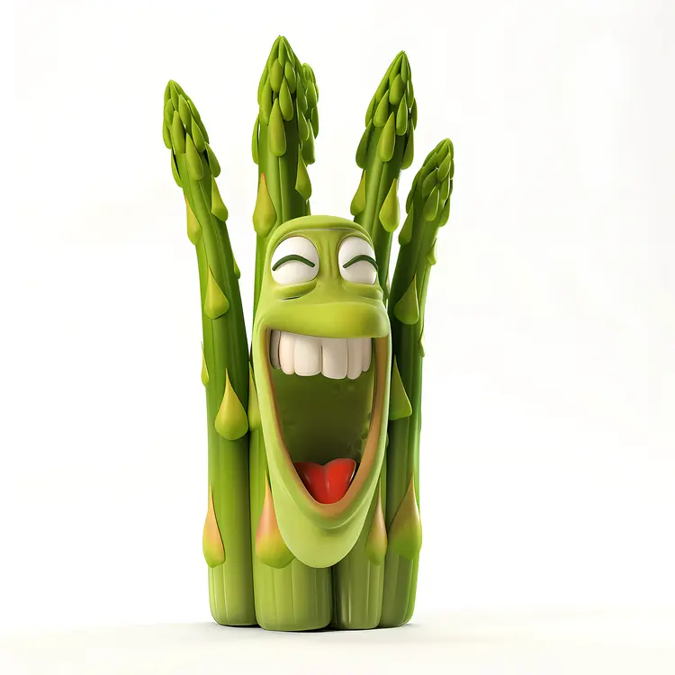 Happy Green Asparagus Cartoon Character
