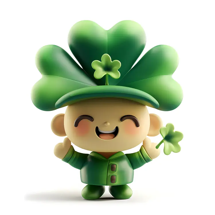 Happy Leprechaun with Shamrock Hat