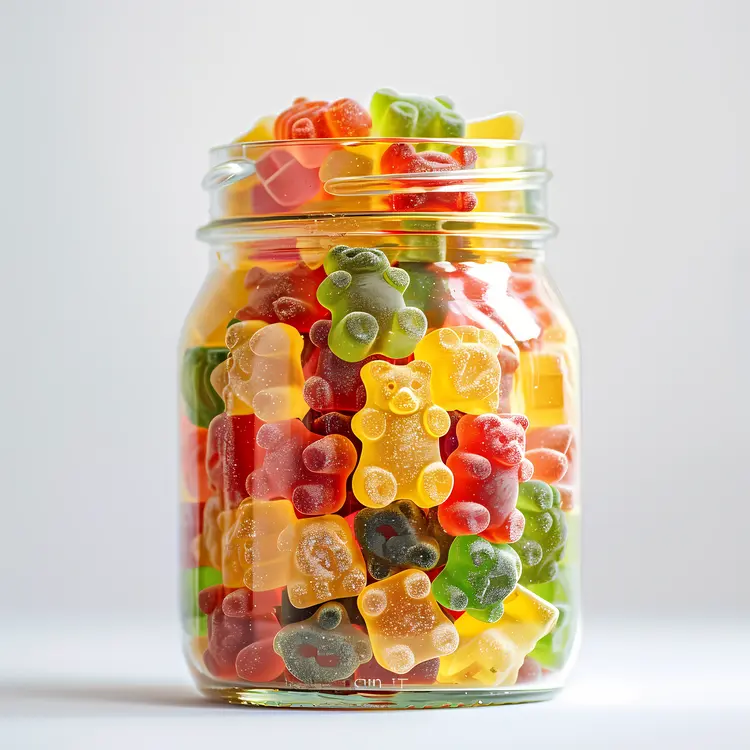 Colorful Gummy Bears in a Jar