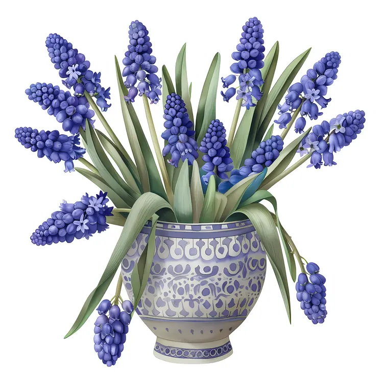 Blue Flowers in Decorative Pot