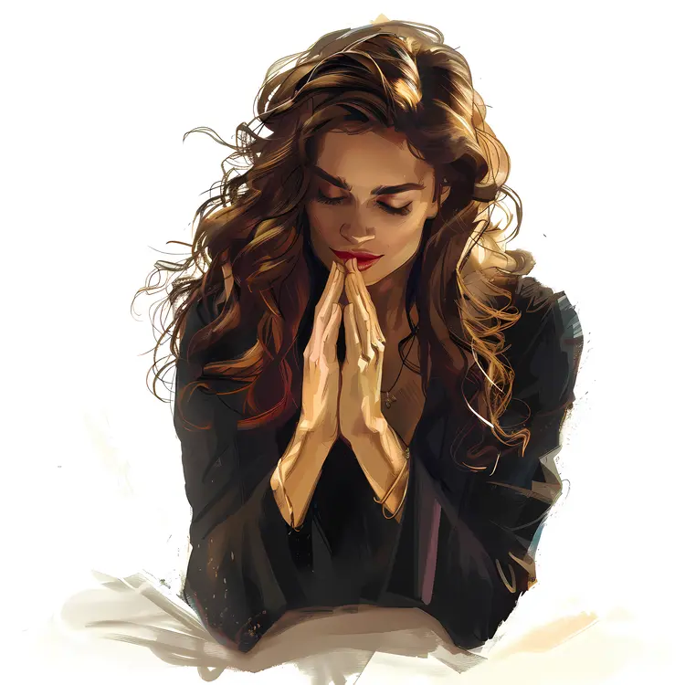 Woman Praying with Hands Together
