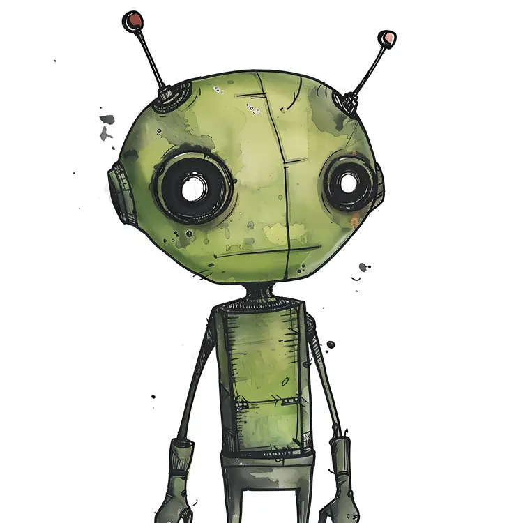 Cute Alien Character with Antennas