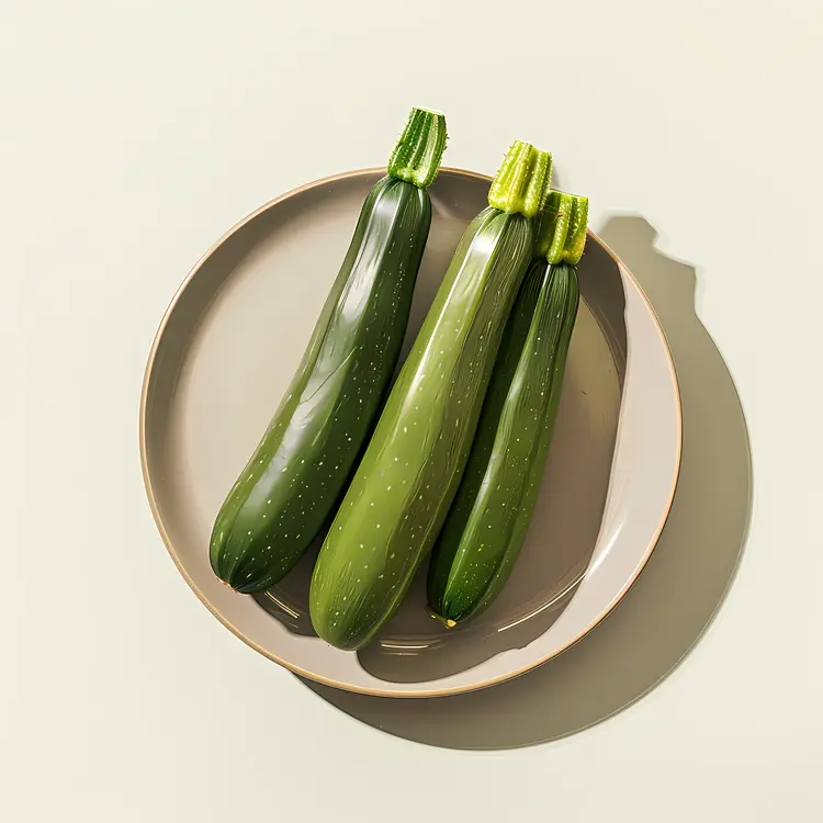 Fresh Green Zucchinis on a Plate