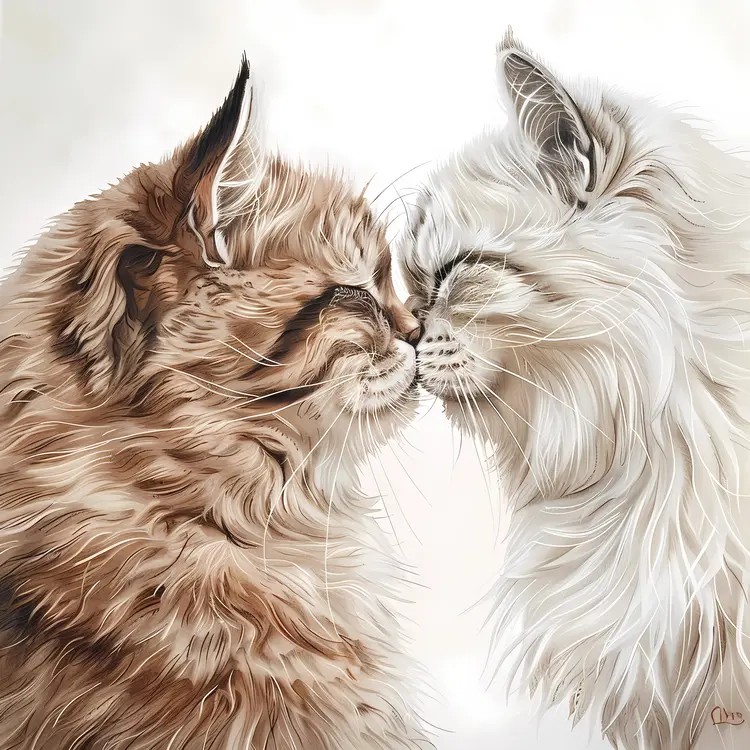 Two Cats Touching Noses