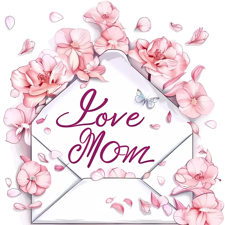 Love Mom Envelope with Flowers