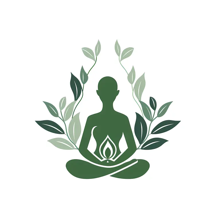 Green Meditation Symbol with Leaves