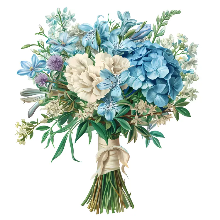 Charming Blue and White Flower Bouquet