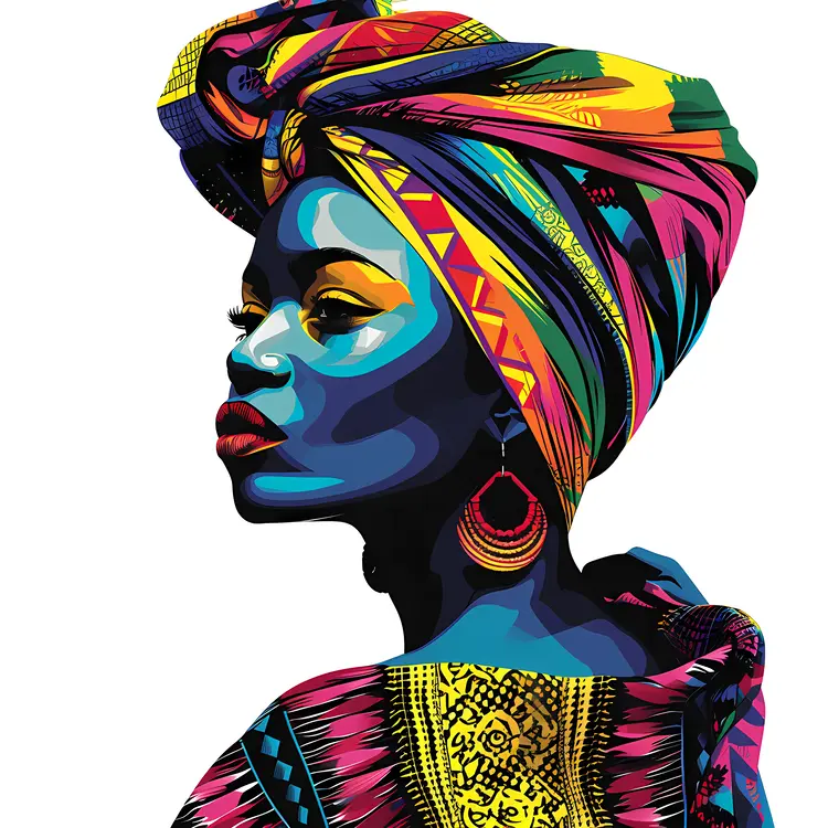 Vibrant Headwrap Portrait of a Woman