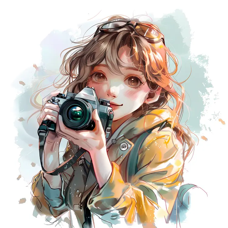 Cute Girl with Camera and Glasses