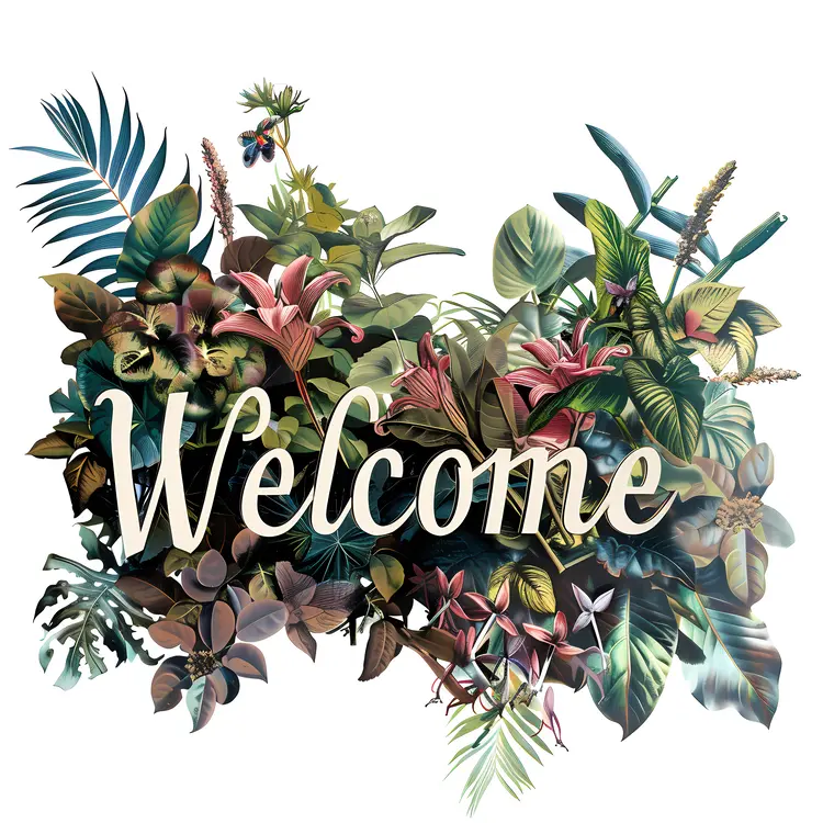 Welcome Sign with Flowers