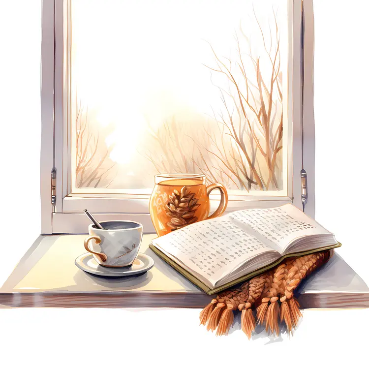 Cozy Autumn Morning with Cup and Book