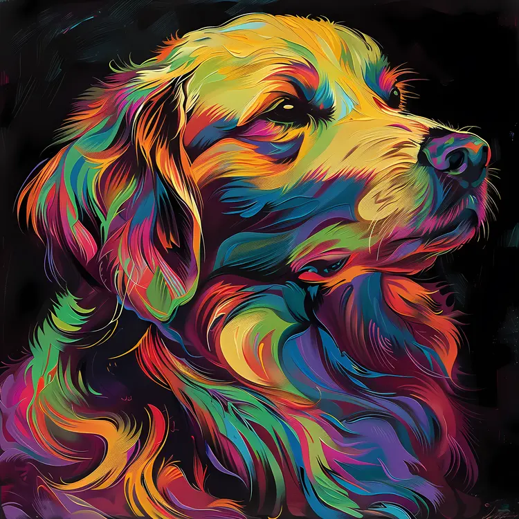 Colorful Dog in Abstract Art