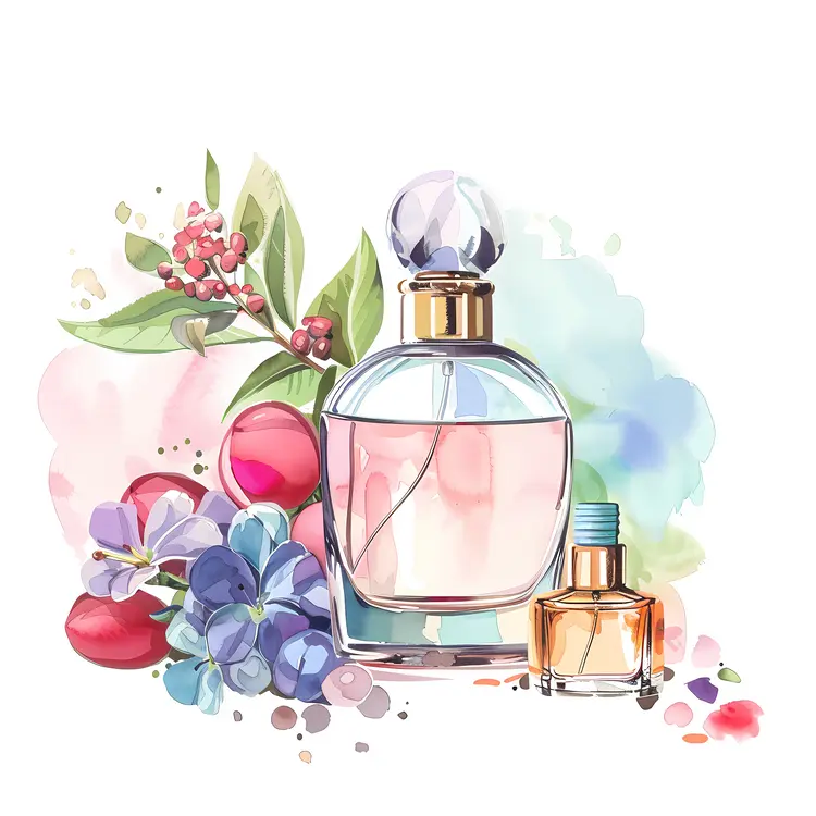 Elegant Perfume Bottles with Colorful Flowers