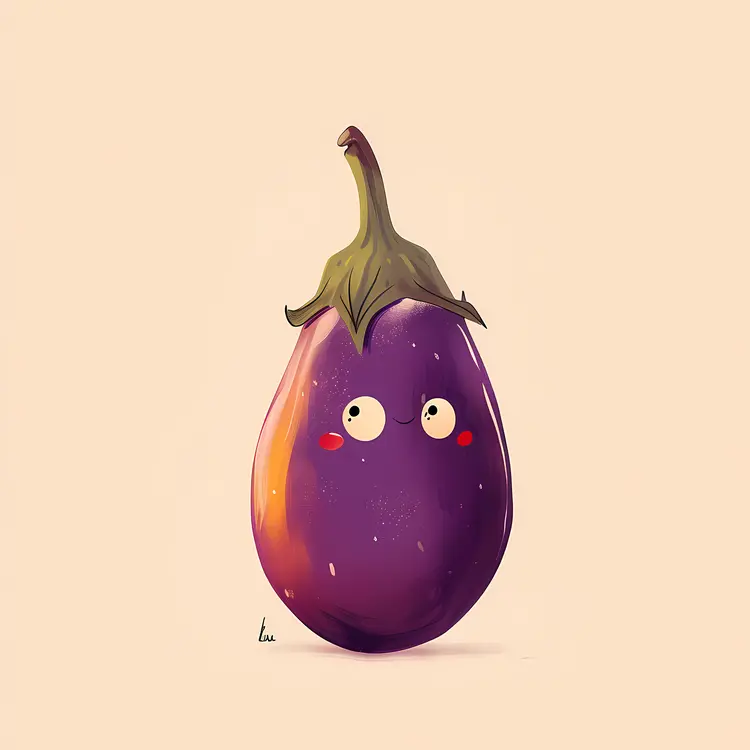 Cute Eggplant with Blushing Cheeks