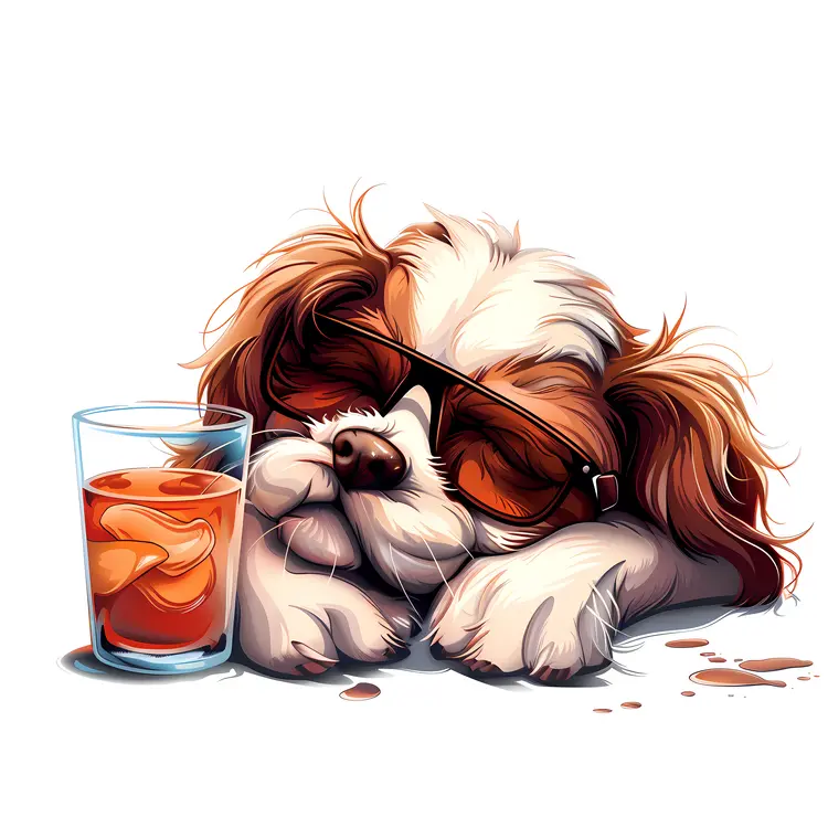 Dog with Sunglasses and Drink