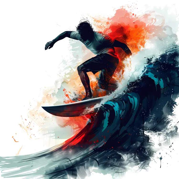 Surfer on a Fiery Wave