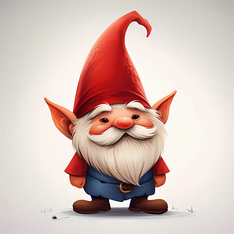 Cute Red Hat Gnome with Beard