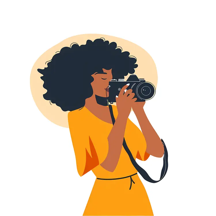 Stylish Woman with Camera Illustration