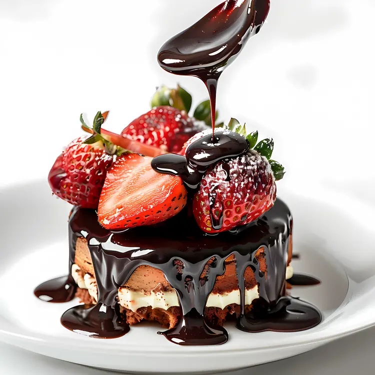 Delicious Chocolate Dessert with Strawberries