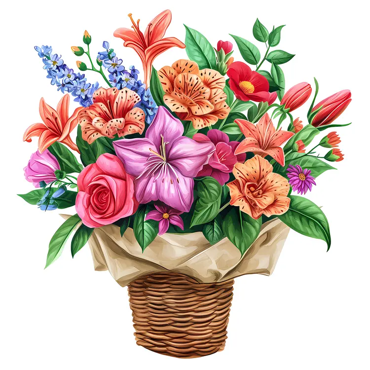 Basket of Colorful Flowers
