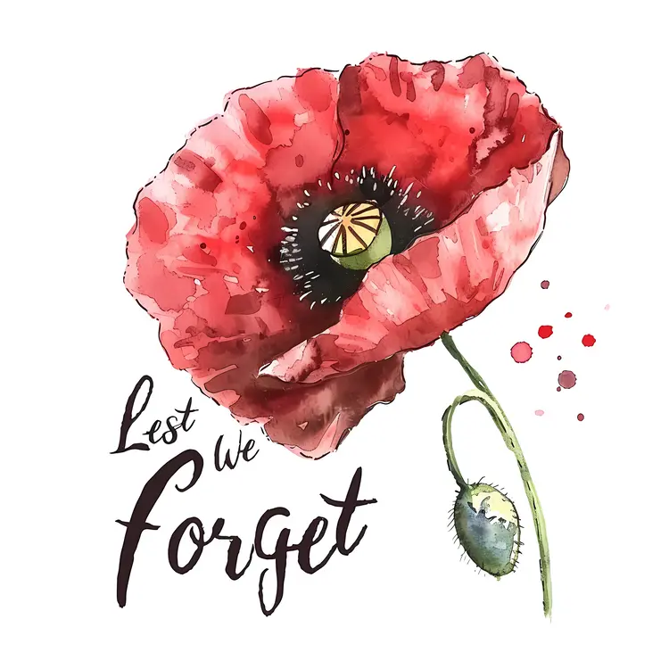 Red Poppy with Lest We Forget