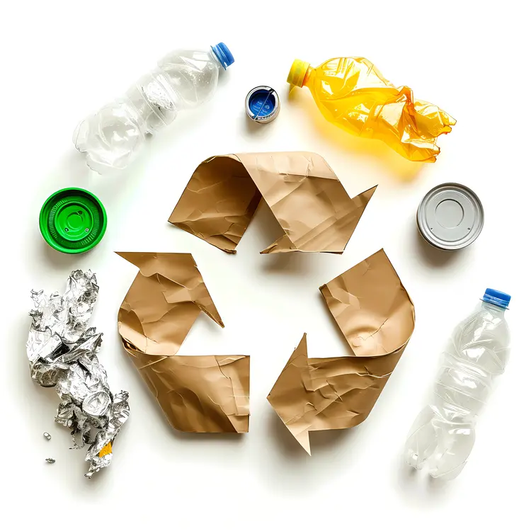 Recycling Symbol with Various Recyclable Items