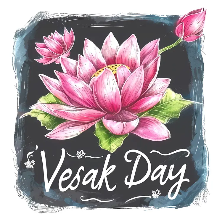 Pink Lotus Flower with Buds for Vesak Day