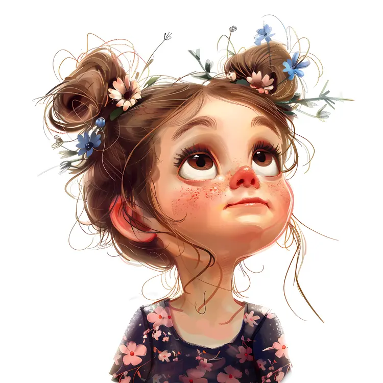 Cute Girl with Flower Hair Accessories