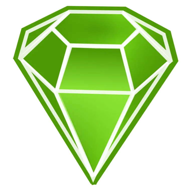 Shiny Green Faceted Diamond