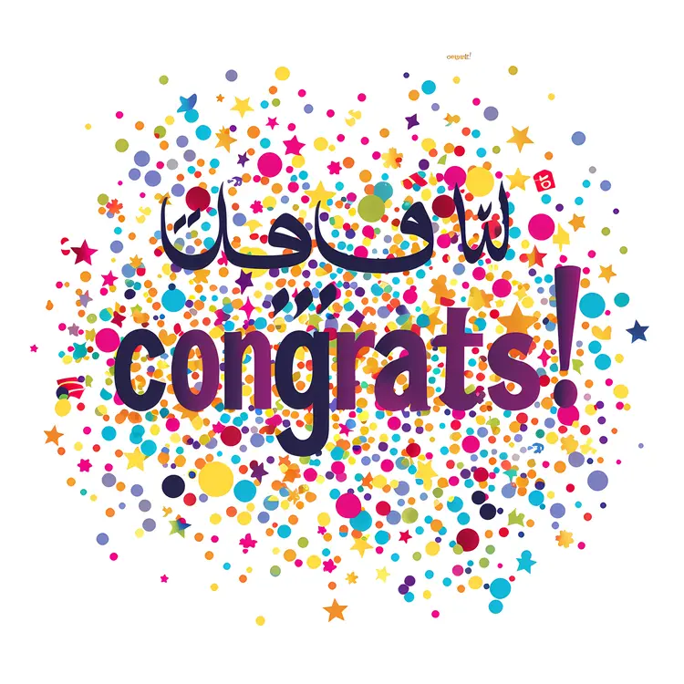Congrats Text with Colorful Confetti