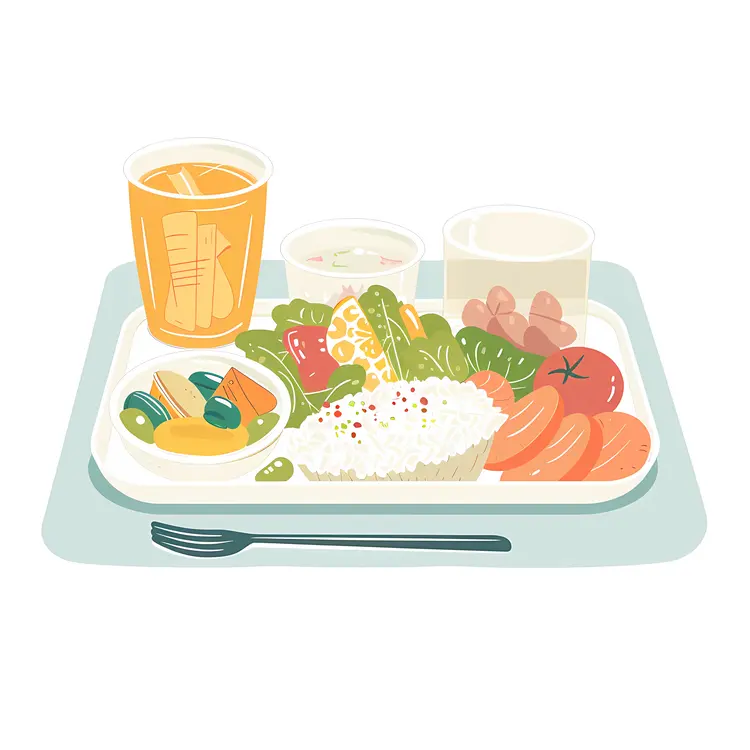 Balanced Meal Tray with Juice and Vegetables