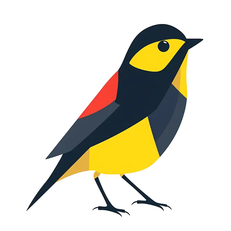 Charming Bird with Yellow and Red Colors
